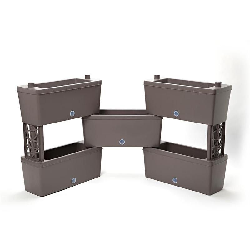 Kit 5 jardinières modulables - 59 x 23 cm - Taupe