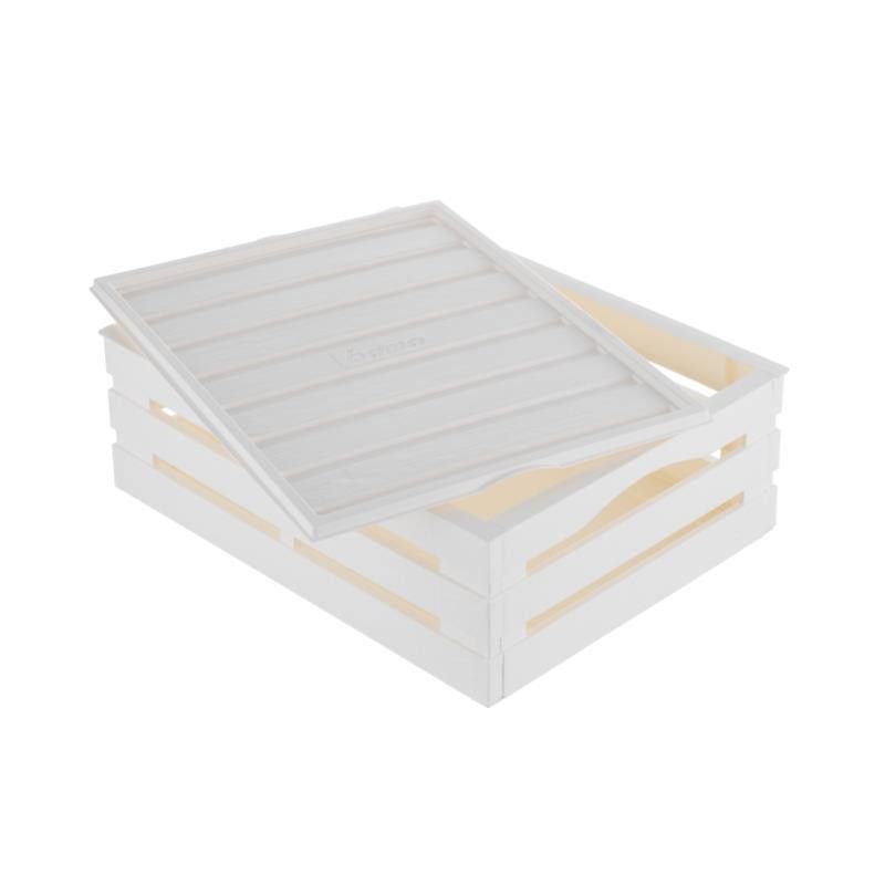 Boîte avec couvercle - Tina 3 - L 41 cm x l 31 cm x H 15 cm - Blanc