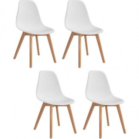 Lot de 4 chaises - Sacha - L 46,5 x P 53 x H 82 - Blanc