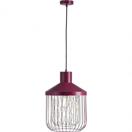 Suspension luminaire - Cage métallique - D 31 x H 43,7 cm - Rose