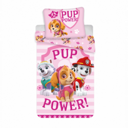 Parure de lit en coton Pat'Patrouille Pup power - 140 x 200 cm - Rose