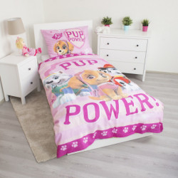 Parure de lit en coton Pat'Patrouille Pup power - 140 x 200 cm - Rose