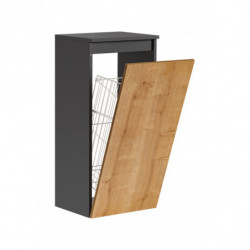 Armoire panier à linge - 40 x 33 x 87 cm - Stéphanie Grey Oak