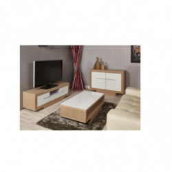 Buffet Oklahoma - 2 portes - L 120 x l 40 x H 85 cm - Chêne et blanc