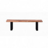 Banc de table - Pieds carrés en métal noir - Goa - L 160 x l 36 x H 45 cm - Marron