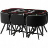 Ensemble table en verre et 6 chaises - L 140 x l 90 x H 75 cm - Noir et rouge