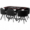 Ensemble table en verre et 6 chaises - L 140 x l 90 x H 75 cm - Noir et rouge