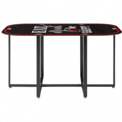 Ensemble table en verre et 6 chaises - L 140 x l 90 x H 75 cm - Noir et rouge