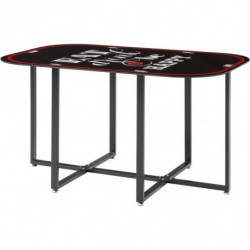 Ensemble table en verre et 6 chaises - L 140 x l 90 x H 75 cm - Noir et rouge