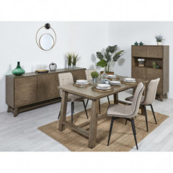 Table à manger avec allonge - Noemi - L 230 x l 100 x H 75 cm - Marron