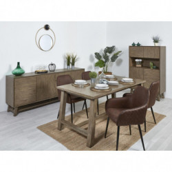 Table à manger avec allonge - Noemi - L 230 x l 100 x H 75 cm - Marron