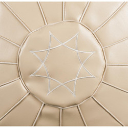 Pouf rond vintage - Fesa - D 50 x H 30 cm - Beige