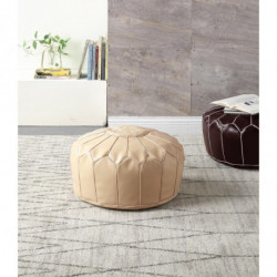 Pouf rond vintage - Fesa - D 50 x H 30 cm - Beige