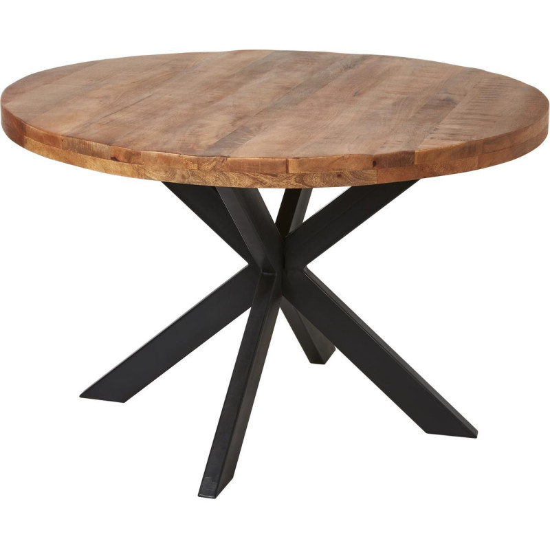 Table à manger ronde - Calcutta - D 120 x H 76 cm - Marron et noir