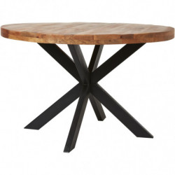 Table à manger ronde - Calcutta - D 120 x H 76 cm - Marron et noir