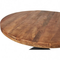 Table à manger ronde - Calcutta - D 120 x H 76 cm - Marron et noir