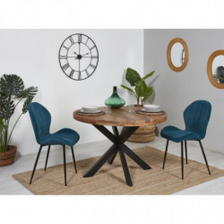 Table à manger ronde - Calcutta - D 120 x H 76 cm - Marron et noir