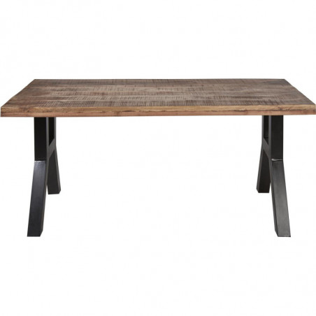 Table à manger en bois massif - Flamingo - L 180 x l 90 x H 77 cm - Marron