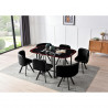 Ensemble table en verre et 6 chaises - L 140 x l 90 x H 75 cm - Noir et rouge