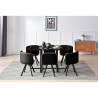 Ensemble table en verre et 6 chaises - L 140 x l 90 x H 75 cm - Noir et rouge