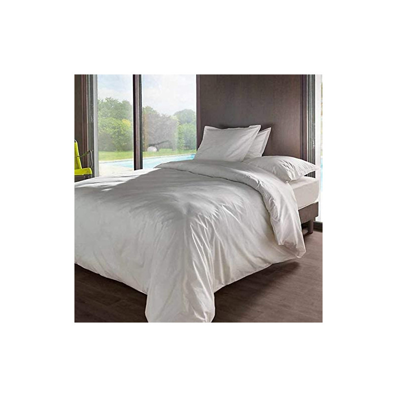 Housse de couette en percale de coton - Manoir - 200 x 200 cm - Blanc neige