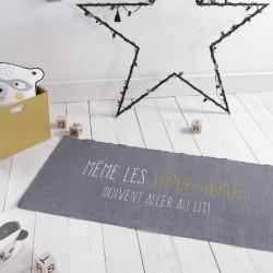 Tapis décoratif super héros - 60 x 120 cm - Gris