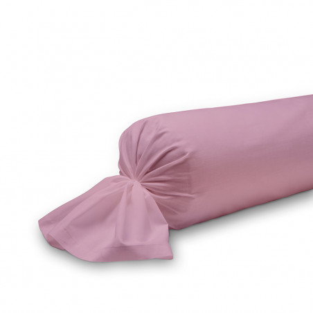 Taie de traversin uni en coton - 45 x 185 cm - Rose