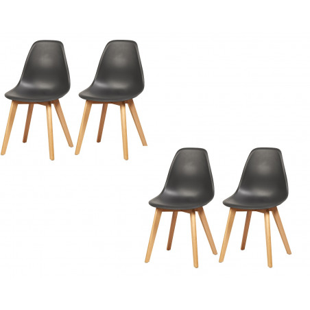 Lot de 4 chaises - Sacha - L 46,5 x P 53 x H 82 - Noir