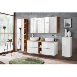 Ensemble meuble vasques à poser + Armoire miroir - 140 cm - Capri White