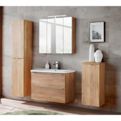 Ensemble meuble vasque + Armoire miroir - 80 cm - Capri Oak