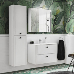 Ensemble meuble vasque + Armoire miroir - 80 cm - Havana White