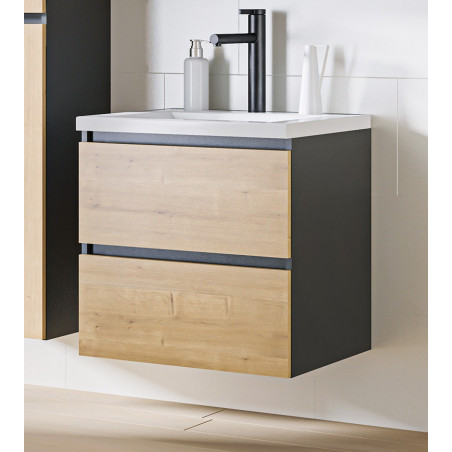 Ensemble meuble sous-vasque + Vasque - 60 cm - Monako Grey Oak