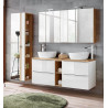 Ensemble meuble vasques à poser + Armoire miroir + Grande armoire - 140 cm - Capri White