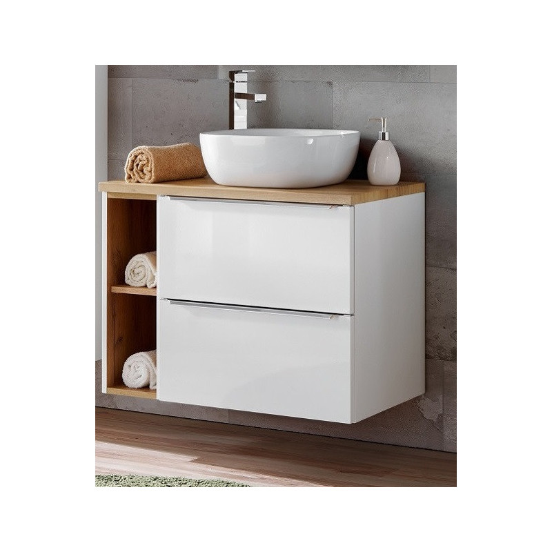 Ensemble meuble sous-vasque + vasque à poser - 80 cm - Capri White