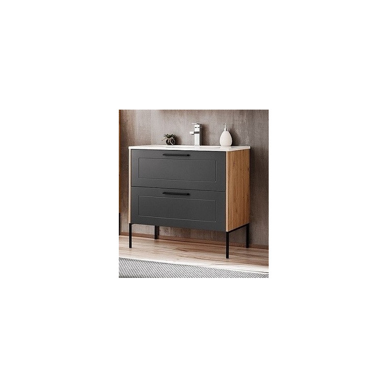 Ensemble meuble sous-vasque + Vasque - 80 cm - Madera Grey