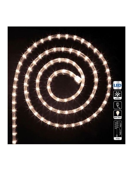 Tube lumineux guirlande à LED 18m - Blanc chaud - 8 fonctions