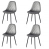 Lot de 4 chaises en velours - Honfleur - L 51,5 x l 45 x H 86 cm - Anthracite