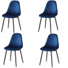 Lot de 4 chaises en velours - Honfleur - L 51,5 x l 45 x H 86 cm - Bleu