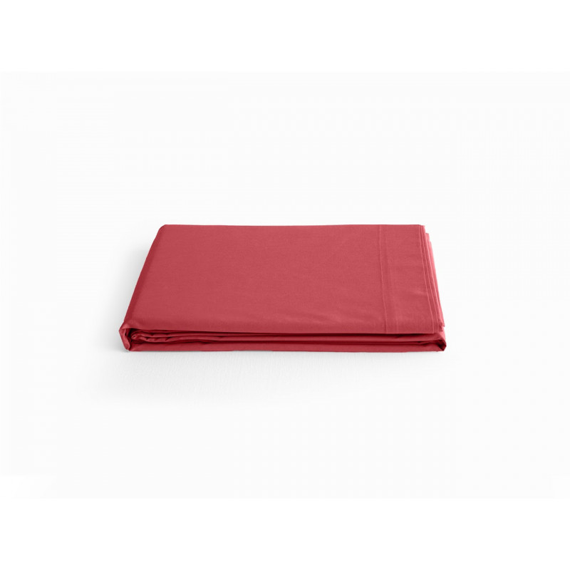 Drap plat en percale de coton - Manoir - 240 x 300 cm - Rouge