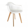 Lot de 4 fauteuils Scandinaves avec accoudoirs | H 85 x P 60,5 x L 62 cm | Pieds en bois brut | Blanc