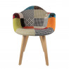 Lot de 2 Fauteuils Scandinaves Patchwork | H 85 x P 60,5 x L 62 cm | Pieds en bois brut | Multicolore