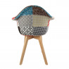 Lot de 2 Fauteuils Scandinaves Patchwork | H 85 x P 60,5 x L 62 cm | Pieds en bois brut | Multicolore