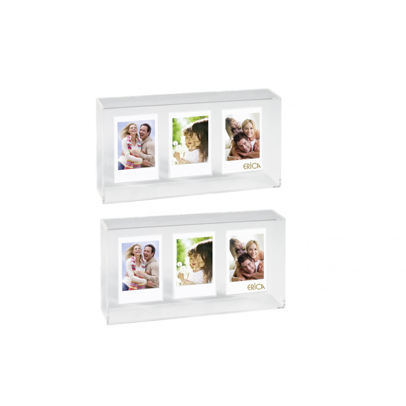 Lot de 2 cadres photos - ERICA "Trio" - 12,3 x 22,7 x 4,5 cm - Transparent