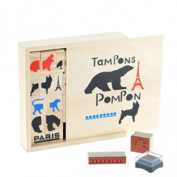 Coffret Tampons Pompon - 19 x 19 x 4 cm - Beige