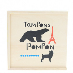 Coffret Tampons Pompon - 19 x 19 x 4 cm - Beige