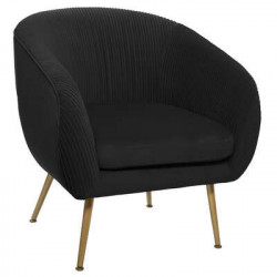 Fauteuil en velours "Solaro" - Noir - 75 x 70 x 78 cm