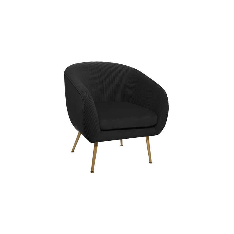 Fauteuil en velours "Solaro" - Noir - 75 x 70 x 78 cm