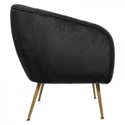 Fauteuil en velours "Solaro" - Noir - 75 x 70 x 78 cm