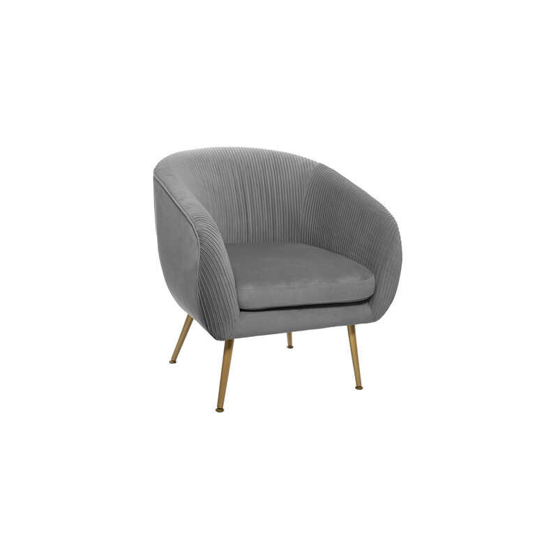 Fauteuil en velours "Solaro" - Gris -75 x 70 x 78 cm