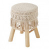 Tabouret en macramé - 41 x 39,5 x 42 cm - Beige